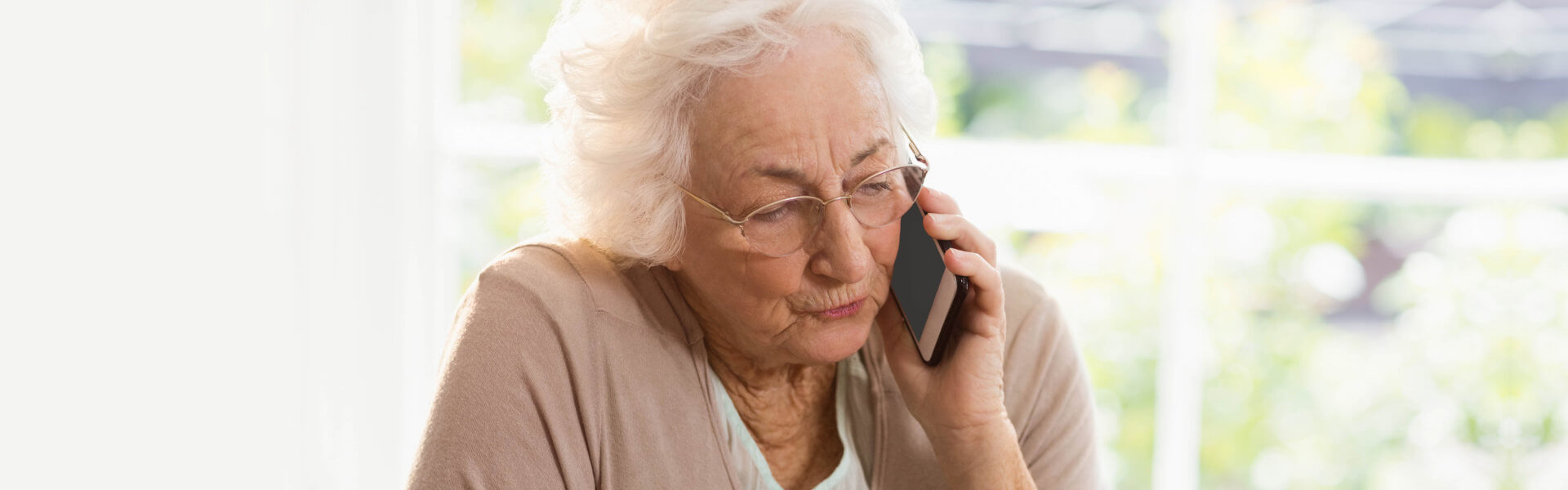 elderly woman calling