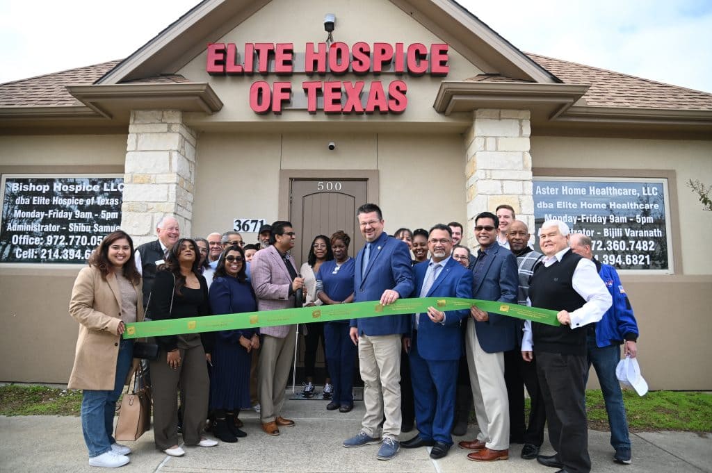 ribbon cutting outside the office