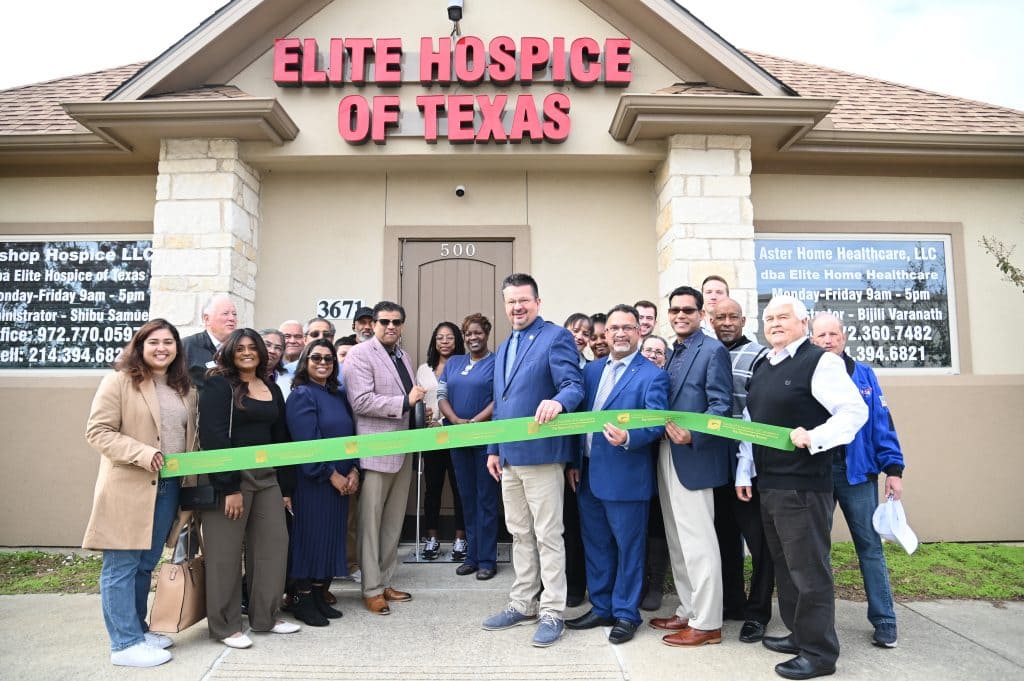 ribbon cutting outside the office
