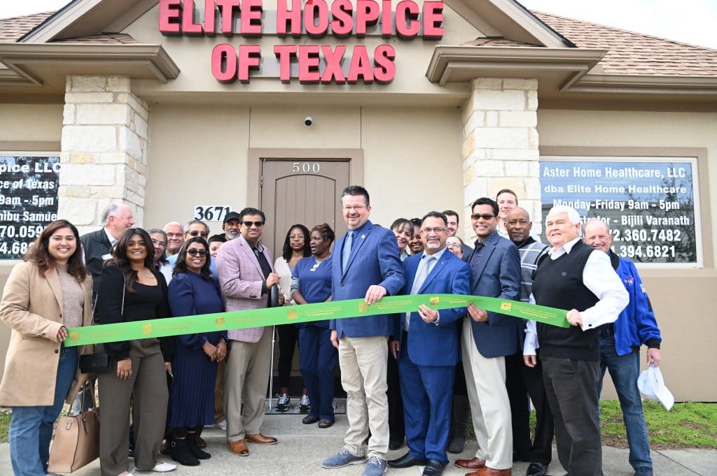 ribbon cutting outside the office