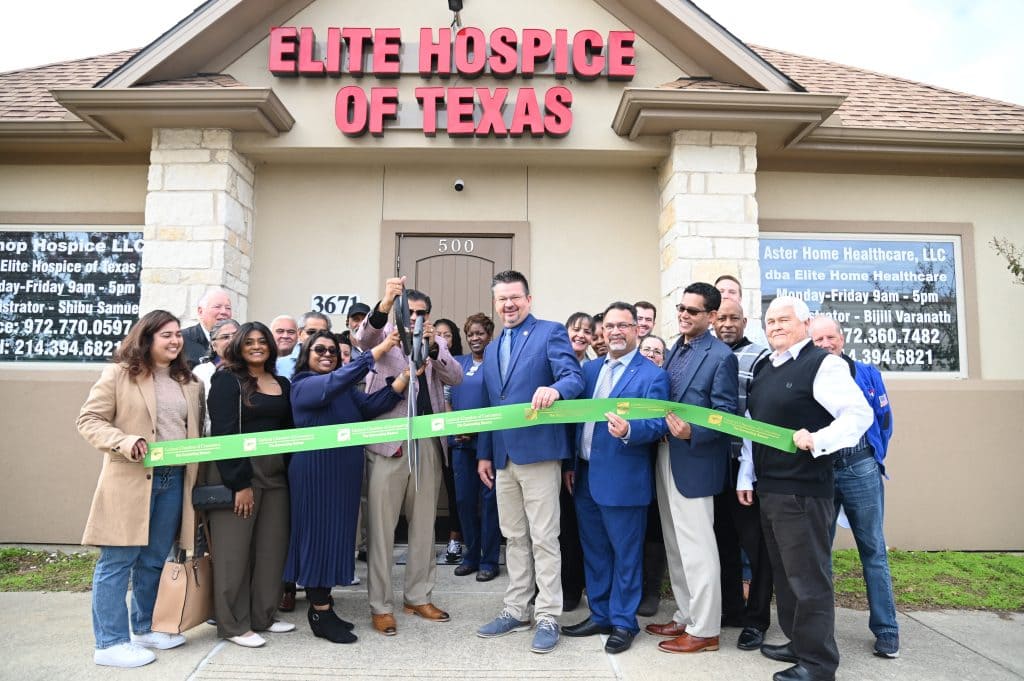 ribbon cutting outside the office