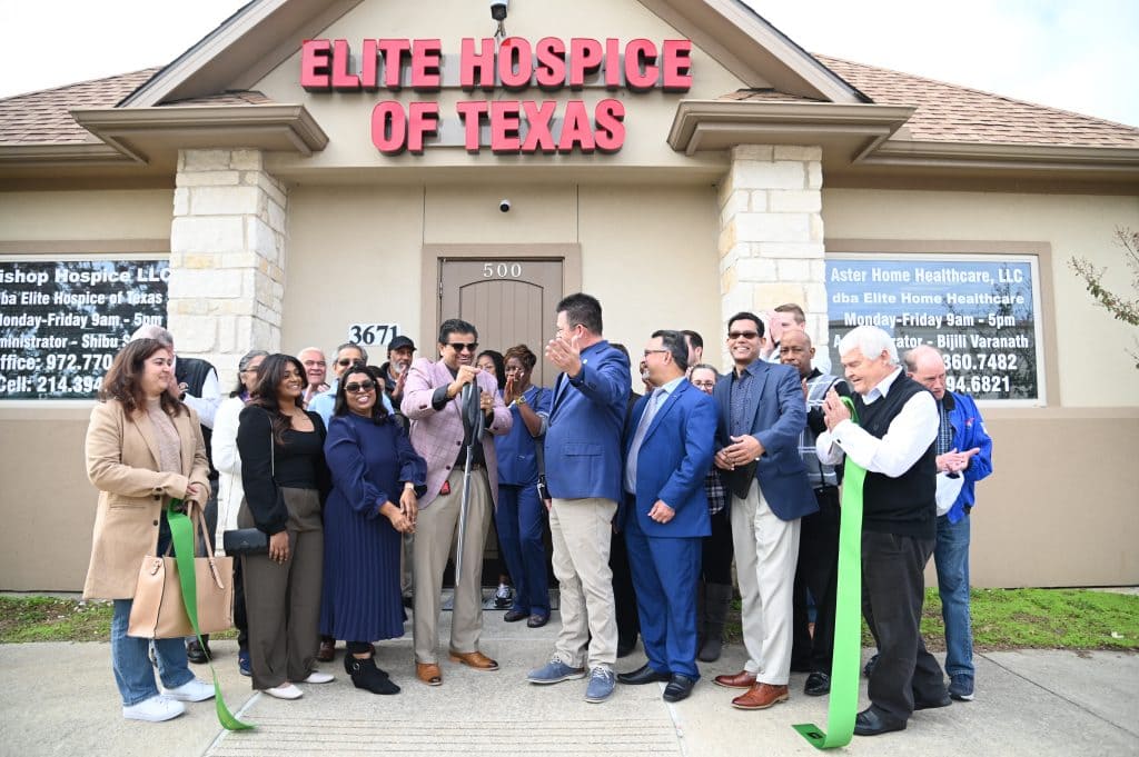 ribbon cutting outside the office